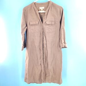 Malvin linen light grey button up dress 8